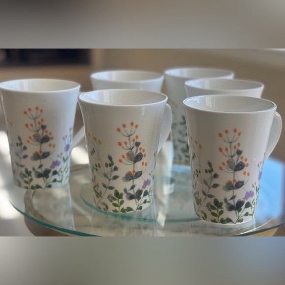 Mikasa Other - Mikasa Tivoli Garden Bone China Mug Set – Botanical Leaf Pattern (Set of 6)